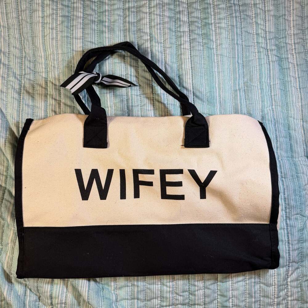 Wifey Bag Ivory and Black, only used once